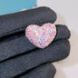 Rhinestone Heart Clay Beads 24mm Colorful Shamballa 6pcs 9