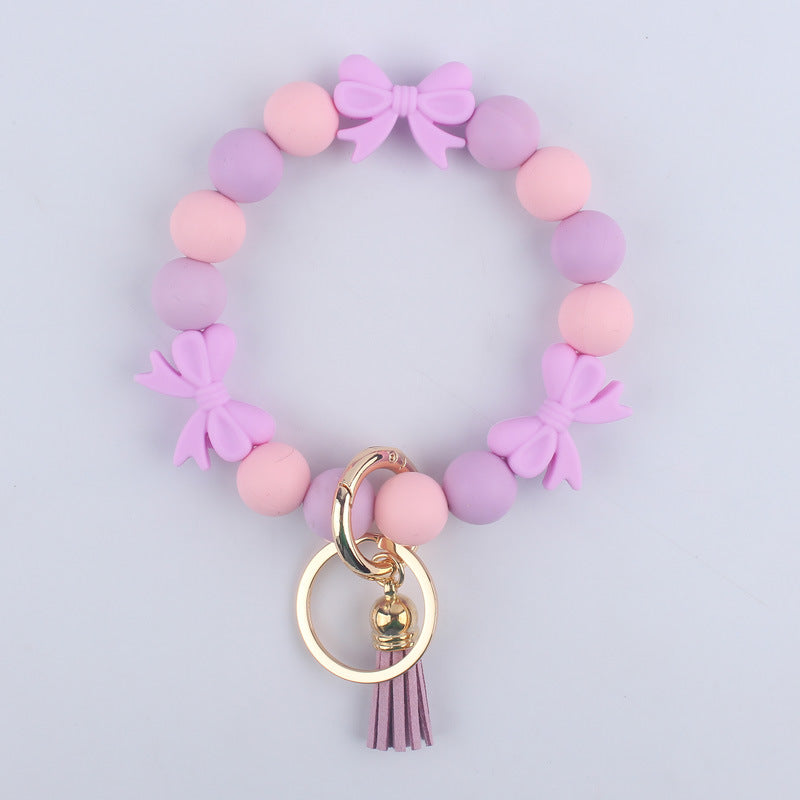 Bow Silicone Bead Wristlet Keychain Vibrant Colors 14cm 8