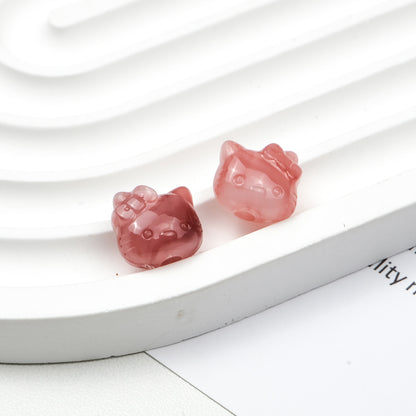 Vintage Hello Kitty Acrylic Beads 11mm Imitation Jade 100pcs 7