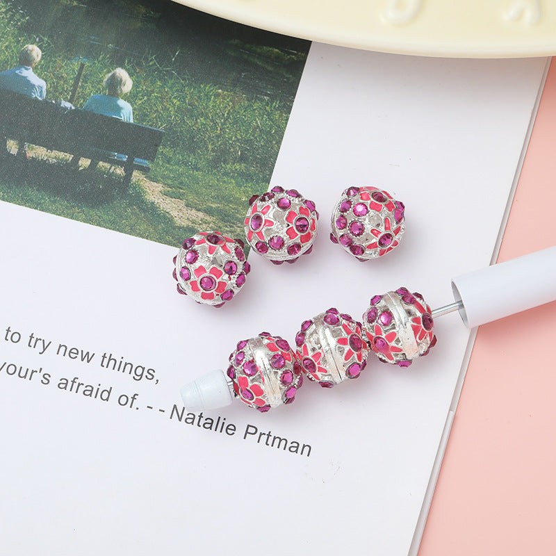 Round Rhinestone Beads 16mm Clustered Crystal Alloy 10pcs 8
