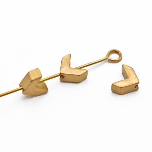 Brass V-Shaped Metal Beads 6mm Matte Finish 100pcs