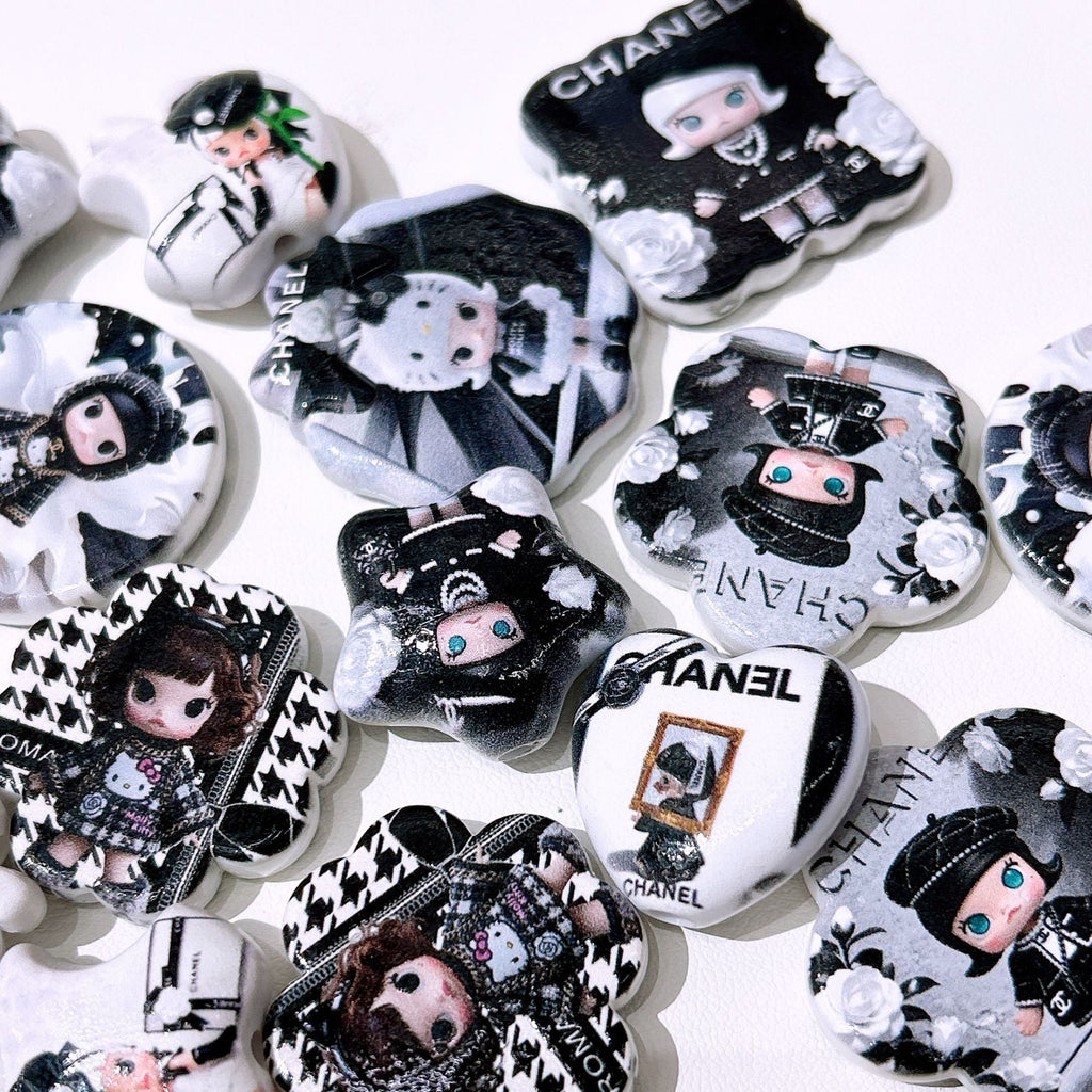 Mixed Shape Acrylic Beads Black Moly 50pcs