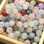 Frosted Round Glass Beads 8mm Marbled Soft Matte Gold Veining 50pcs