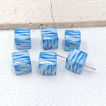 Colorful Leopard Print Acrylic Square Beads 14mm 50pcs 9