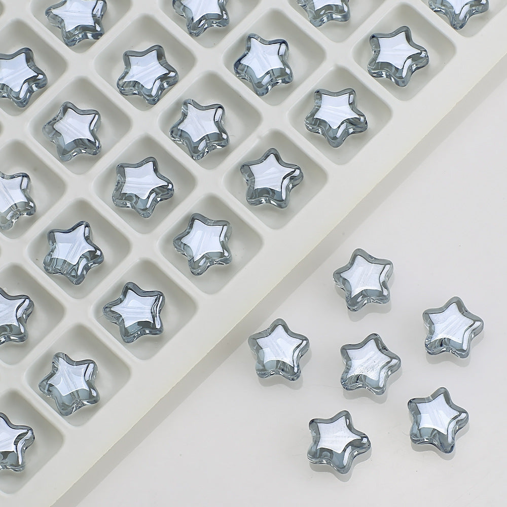 Plated Star Shaped Glass Beads 8mm Rainbow Electroplated 100pcs 18