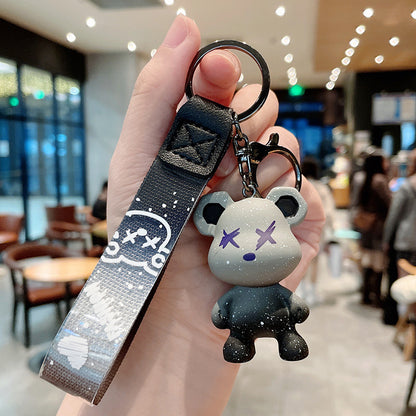 Colorful Resin Bear Couple Keychain Vibrant Gradient Hues 8