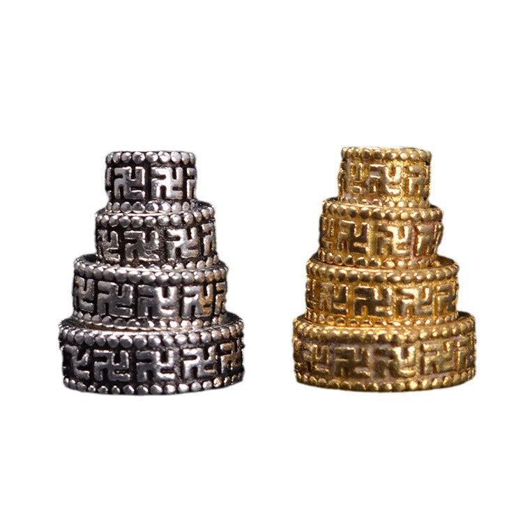 Brass Rondelle Spacer Beads 6-12mm Svastika Patterned 20pcs 5