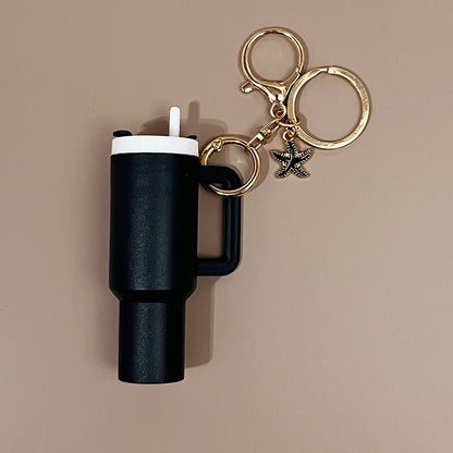Mini Tumbler Keychain with Starfish Charm Plastic Beach Theme 2pcs 8