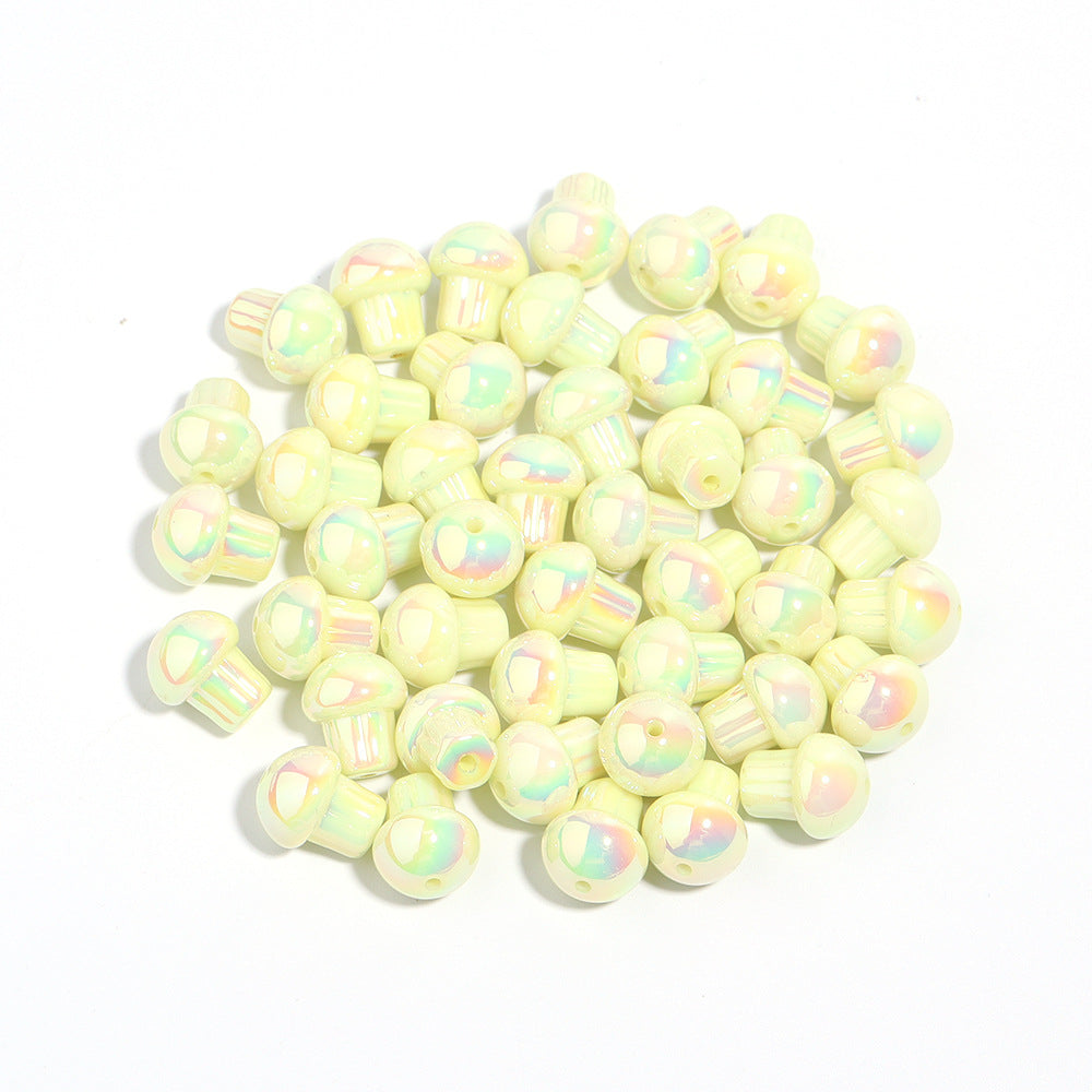 Candy Color Mushroom Acrylic Beads 13mm Glossy Iridescent 10pcs 12