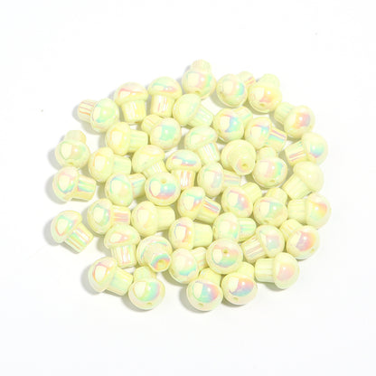 Candy Color Mushroom Acrylic Beads 13mm Glossy Iridescent 10pcs 12