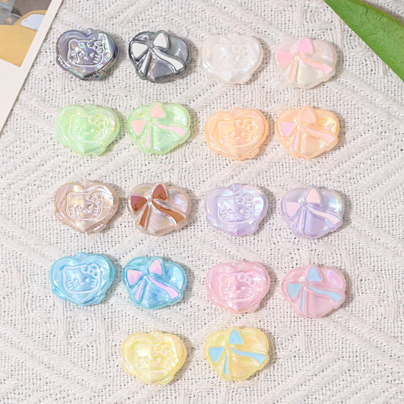 UV Plating Heart Acrylic Beads 20mm Cat Face Pastel Resin 10pcs 3