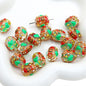 Hand Painted Transparent Glass Beads 14mm Christmas Motifs 10pcs 9