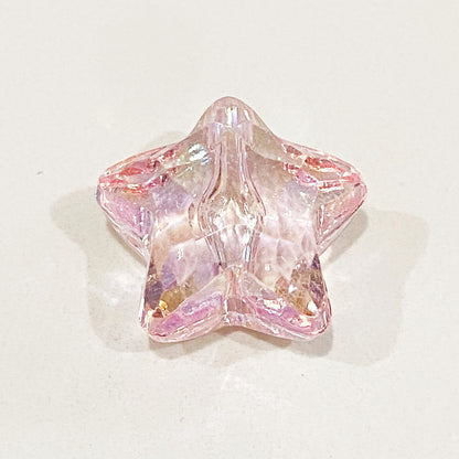 Clear Heart and Star Acrylic Beads 17-20mm Iridescent AB Coated 20pcs 8