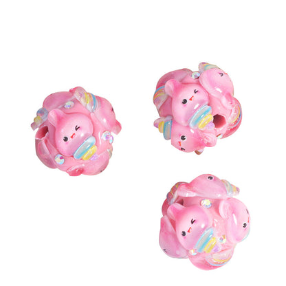 Embellished Bubblegum Beads 20mm Cartoon Animal Resin Rhinestone 4pcs 5
