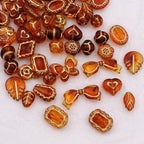 Vintage Amber Transparent Gilded Plum Blossom Acrylic Beads 10pcs