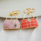 Vintage Alloy Shoulder Bag Keychain with Rhinestone Accent 4