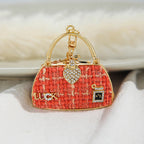 Vintage Alloy Shoulder Bag Keychain with Rhinestone Accent 2