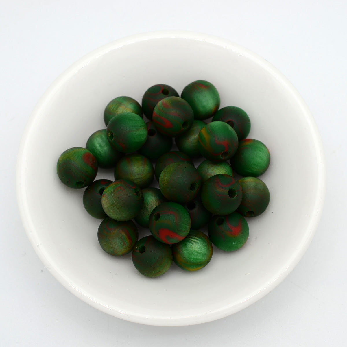 Matte Coloring Striped Resin Beads 10mm Round Mixed Colors 100pcs 9