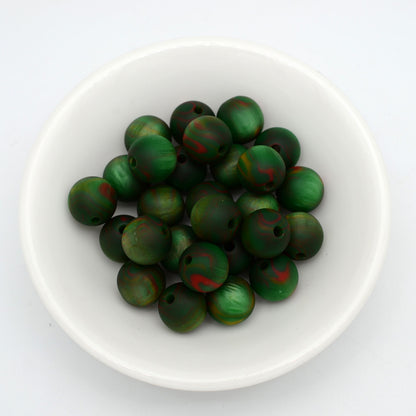 Matte Coloring Striped Resin Beads 10mm Round Mixed Colors 100pcs 9