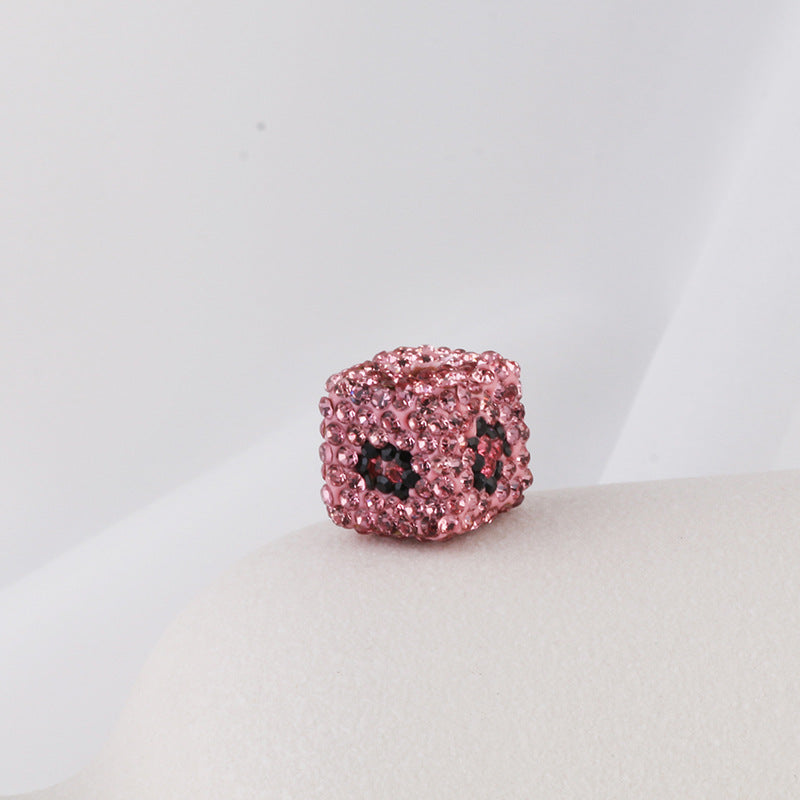 Leopard Print Rhinestone Polymer Clay Beads 14mm Square 15mm Round 10pcs 38