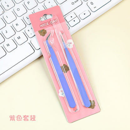 Jewelry Tweezers Stainless Steel Spray Painted Pastel Colors 11cm 2pcs 4