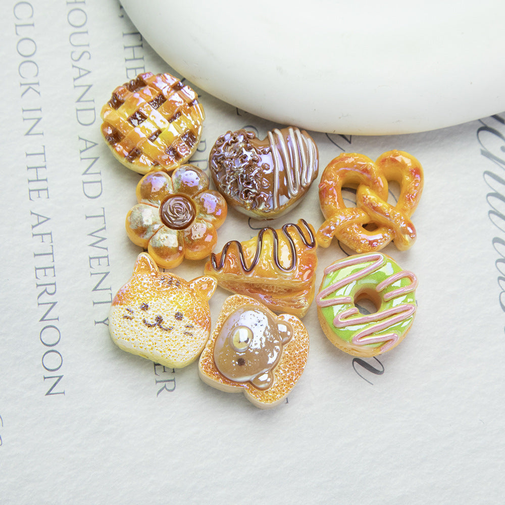 Bread Toast Series Resin Beads Whimsical Glossy Pastries 20pcs 6
