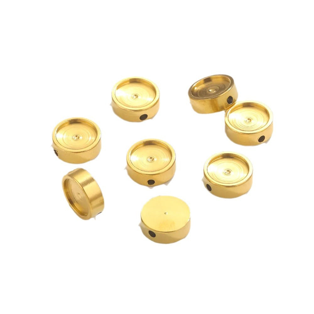 Stainless Steel Round Flat Metal Beads 6/8/10mm Concave 10pcs 5