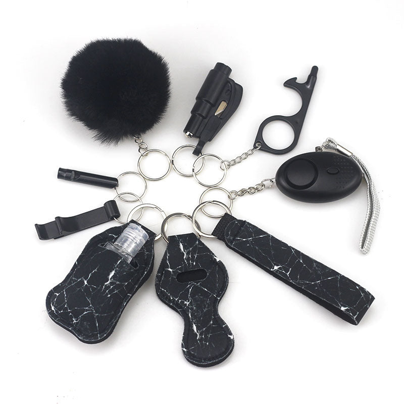 Self Defense Alarm Pompom Keychain Outdoor Safety 10 Pack 37