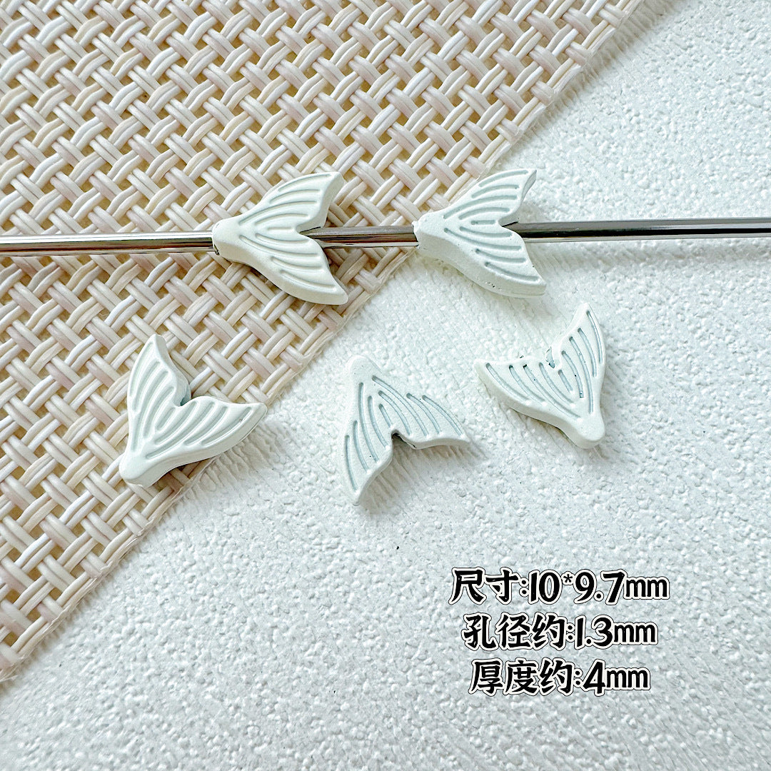 Shell and Mermaid Tail Metal Beads 14mm Glossy Pastel Painted Alloy 10pcs 16