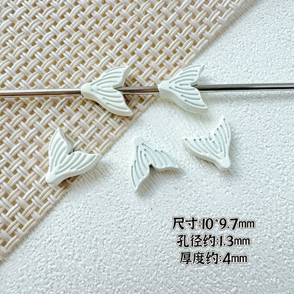 Shell and Mermaid Tail Metal Beads 14mm Glossy Pastel Painted Alloy 10pcs 16