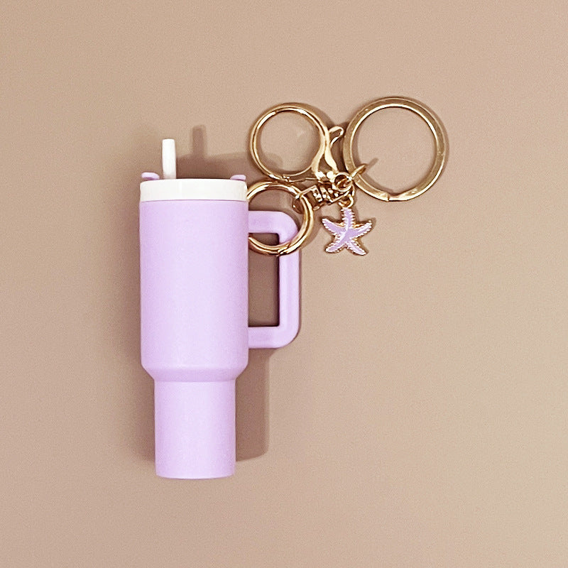 Mini Tumbler Keychain with Starfish Charm Plastic Beach Theme 2pcs 11