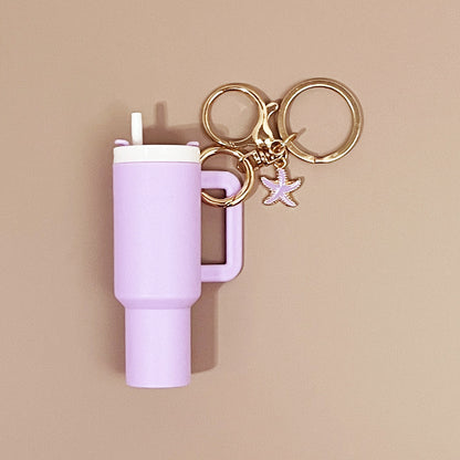 Mini Tumbler Keychain with Starfish Charm Plastic Beach Theme 2pcs 11