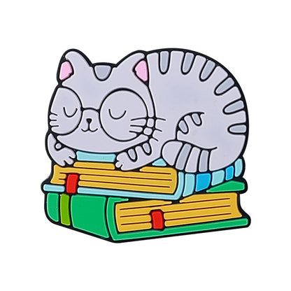 Silicone Focal Beads Cat Eating Pizza and Sleeping on Books 20pcs 6