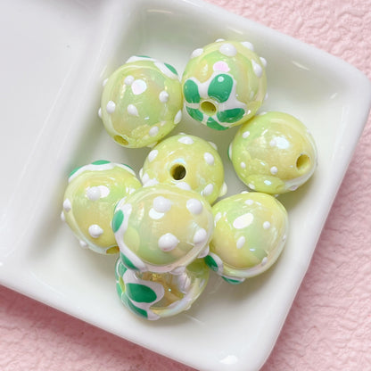 Plating Hand Painted Strawberry Acrylic Beads 17mm Colorful 5pcs 6