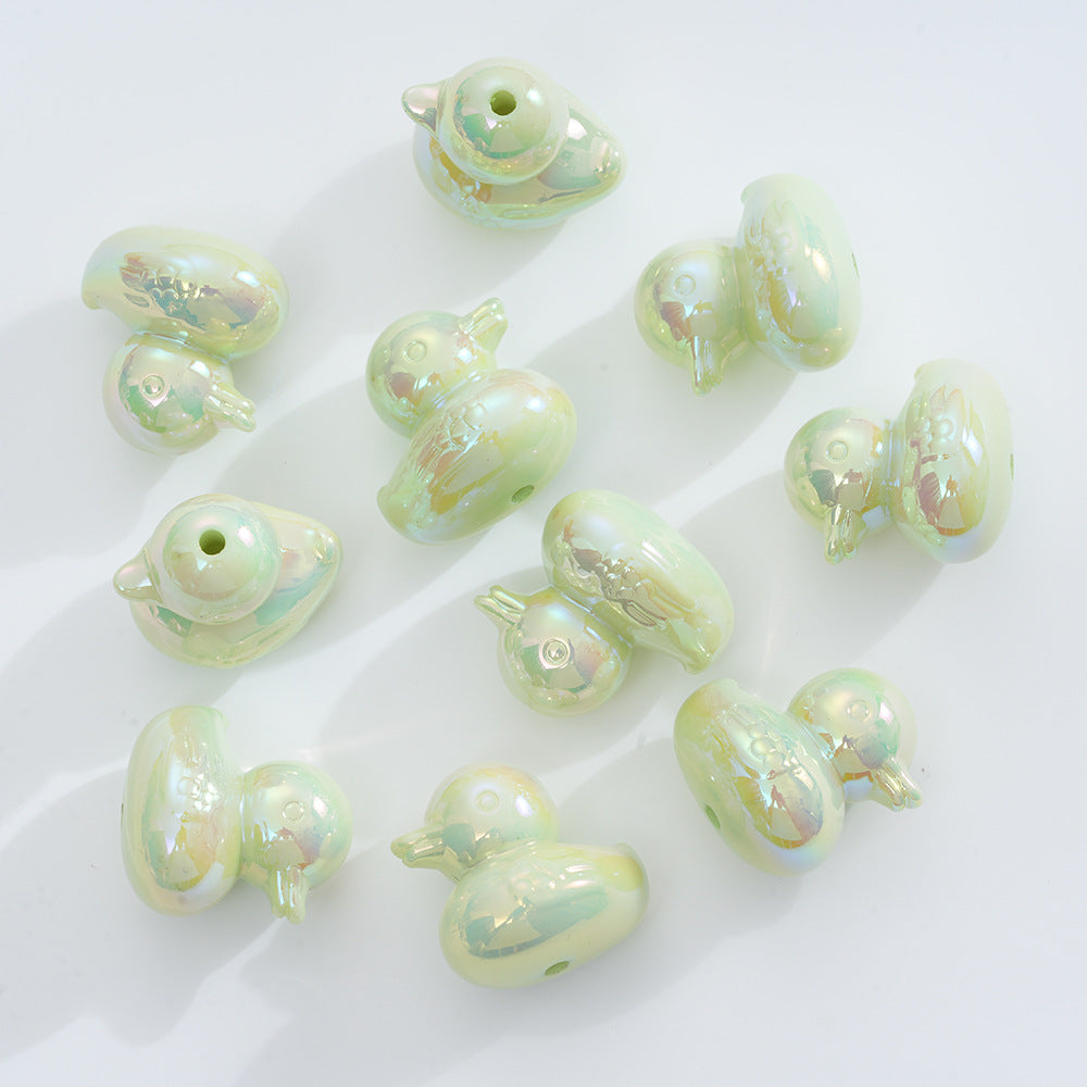 Plating Duck Acrylic Beads 22mm Glossy Iridescent 10pcs 14