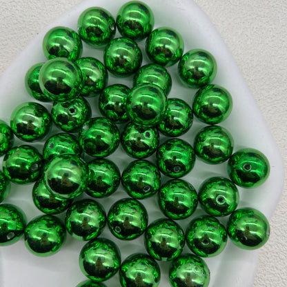 Plated Bubblegum Beads 20mm Metallic Mirror Finish Mixed Colors 20pcs 13