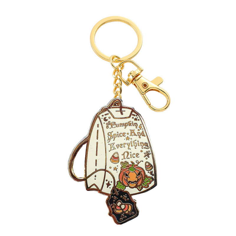 Alloy Pumpkin Tea Cup Halloween Keychain Zinc Alloy Festive Charm 3