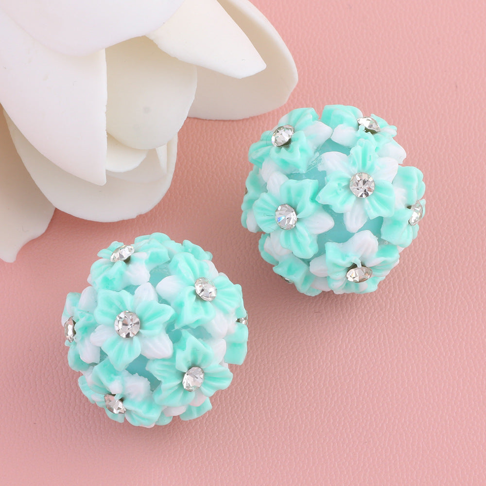 Embellished Bubblegum Beads 22mm Gradient Six Petal Flower Cluster 5pcs 9