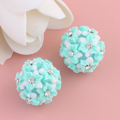 Embellished Bubblegum Beads 22mm Gradient Six Petal Flower Cluster 5pcs 9