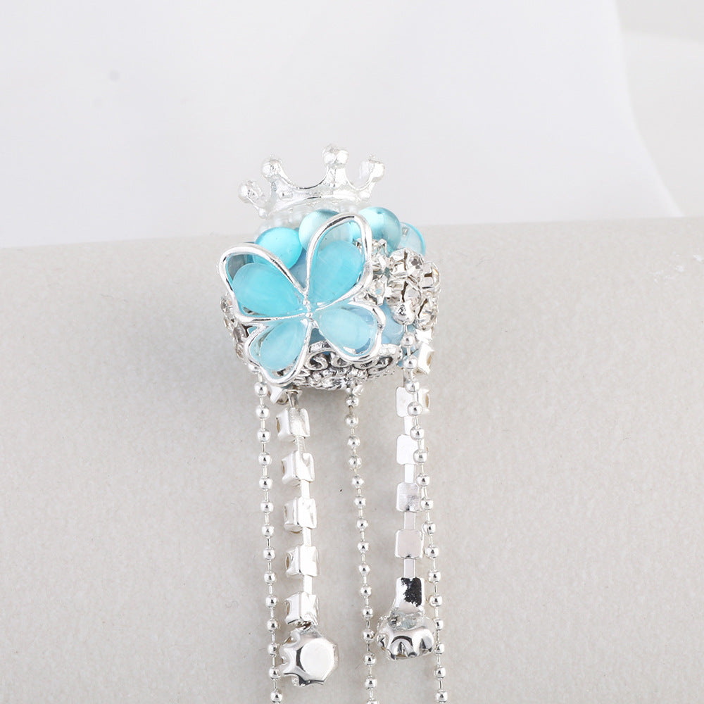 Tassel Crown Butterfly Metal Beads 24mm Silver Tone Alloy 6pcs 9