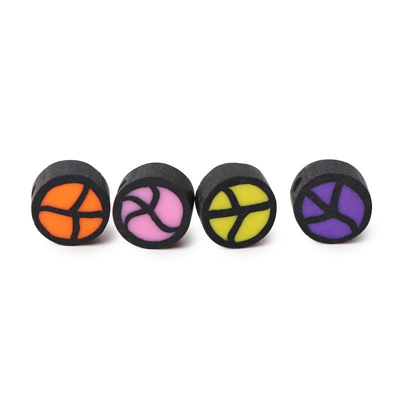 Peace Sign Clay Beads 9mm Neon Retro Colors 100pcs 5