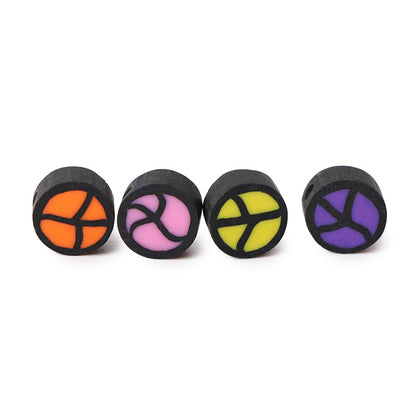 Peace Sign Clay Beads 9mm Neon Retro Colors 100pcs 5