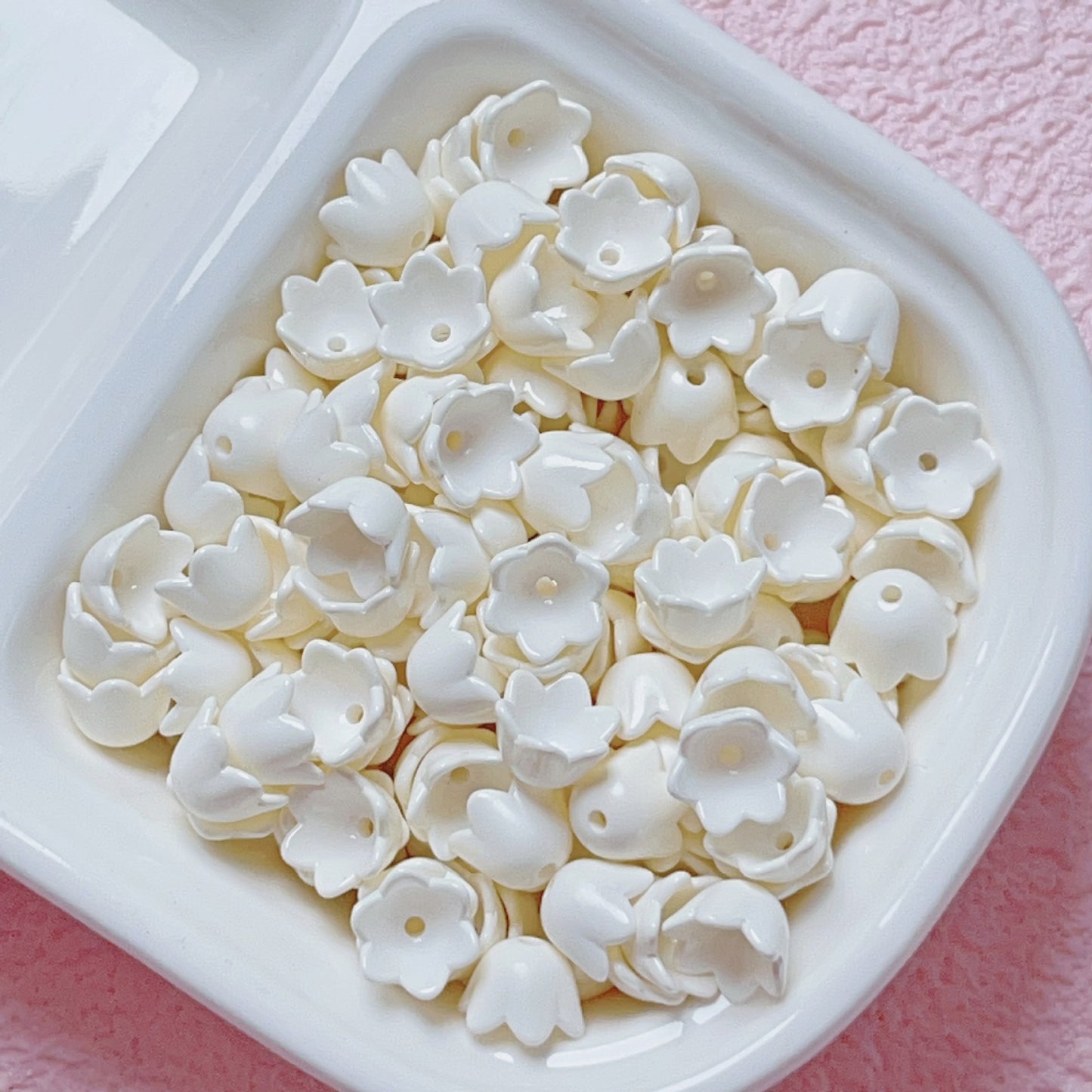 Painted Lily Acrylic Beads 9mm Dopamine Color Baked Finish 30pcs 10