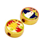 Double-Sided Metal Beads 12mm Moon Rabbit and Palace Enamel 10pcs 2
