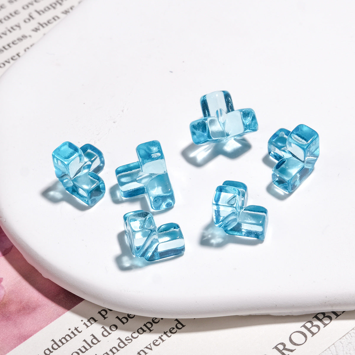 Transparent Square Acrylic Beads 9mm Tetras Colorful 30pcs 6