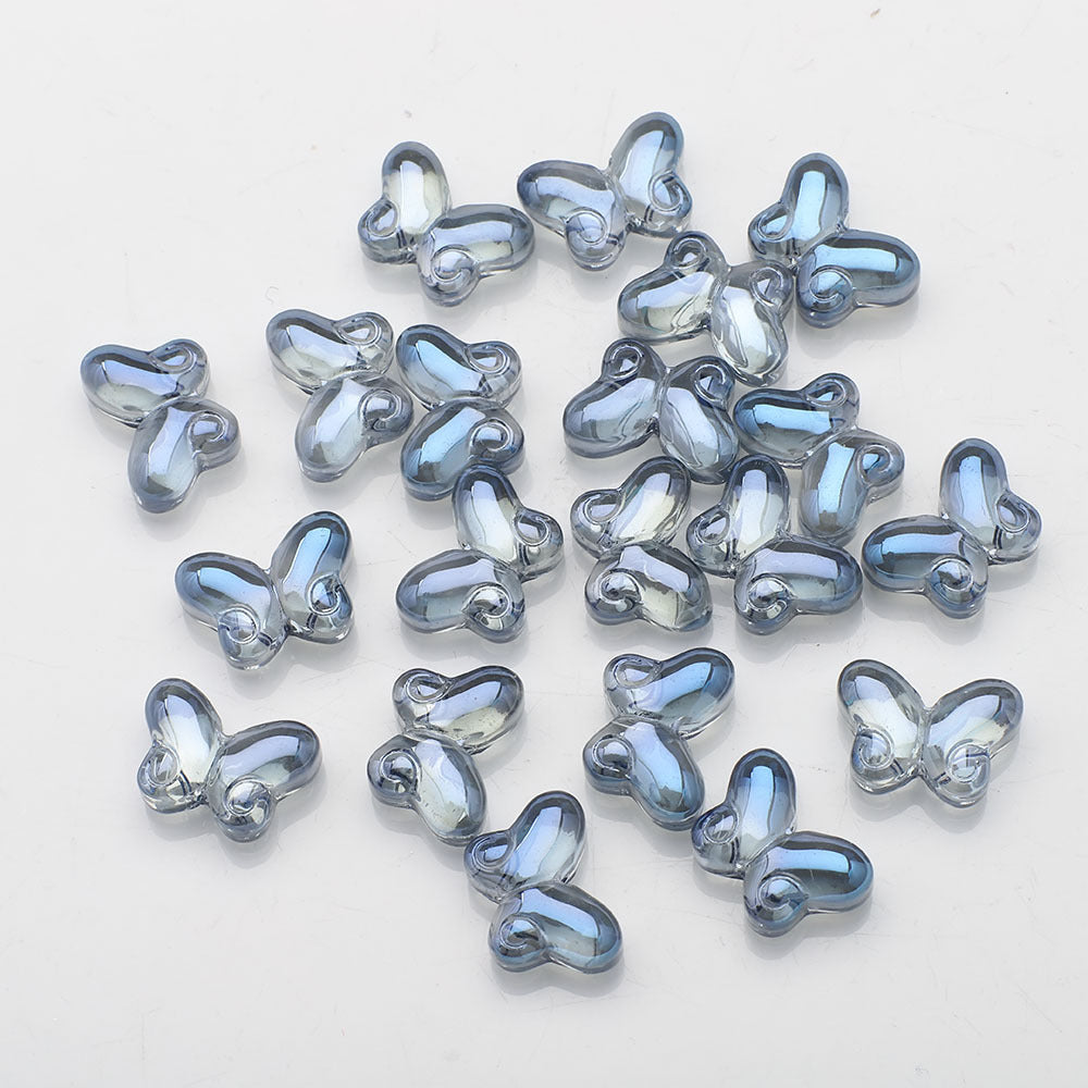 Butterfly Plated Transparent Glass Beads 10x14mm 20pcs 12