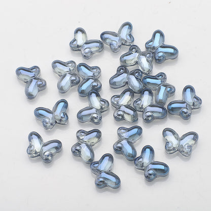 Butterfly Plated Transparent Glass Beads 10x14mm 20pcs 12
