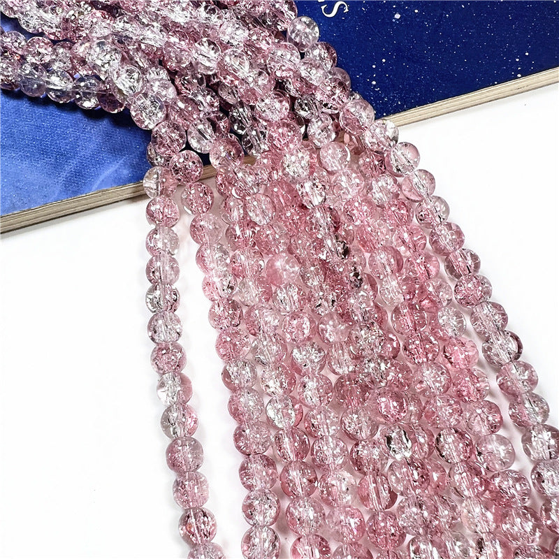 Crackle Flower Glass Beads 8mm Soft Purple Blue Gradient 3 Strands 45