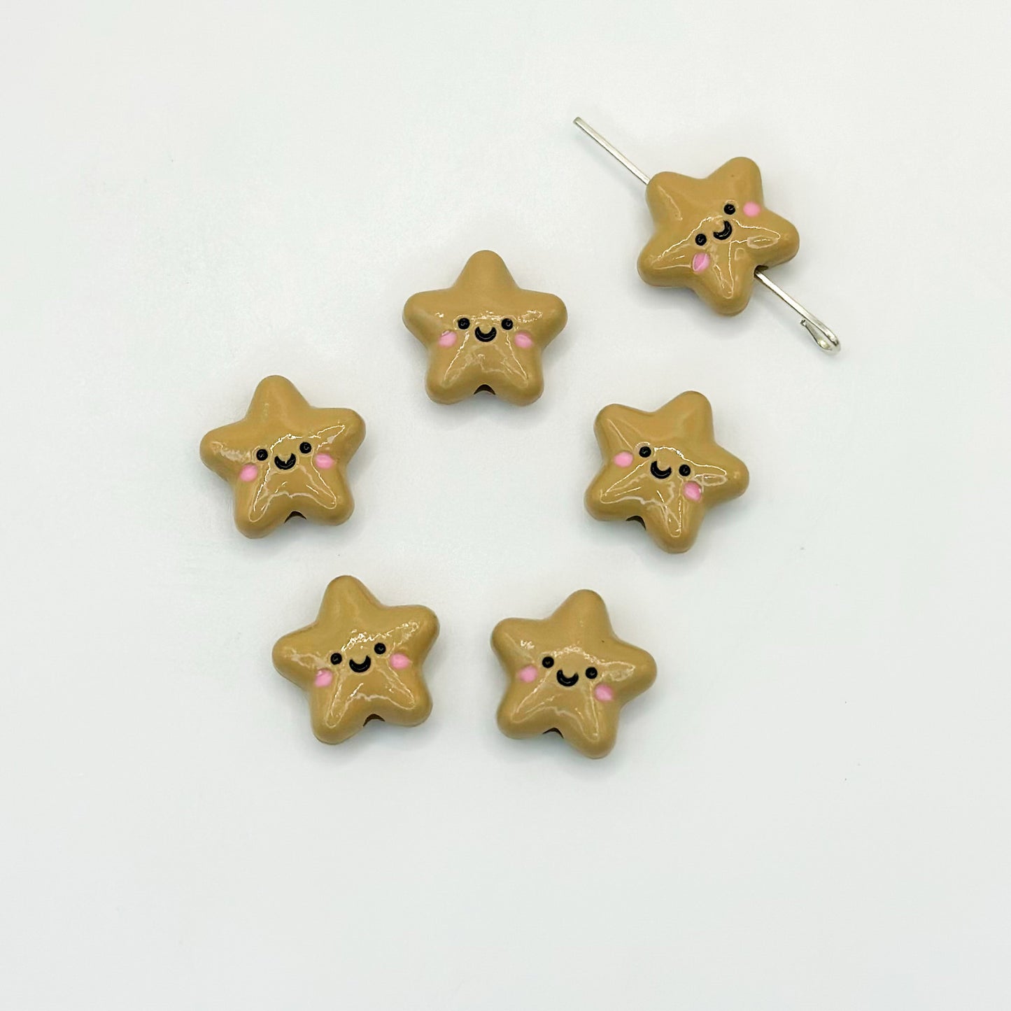 Star Metal Beads 13mm Glossy Painted Smiley Face 10pcs 17