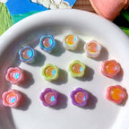 Flower Acrylic Beads 15mm Imitation Opal Encrusted Pastel 10pcs